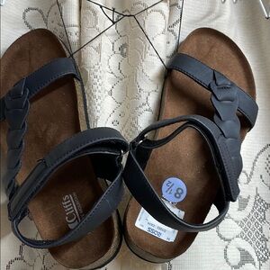 White Mountain Brown and Black Sandals with Velcro straps